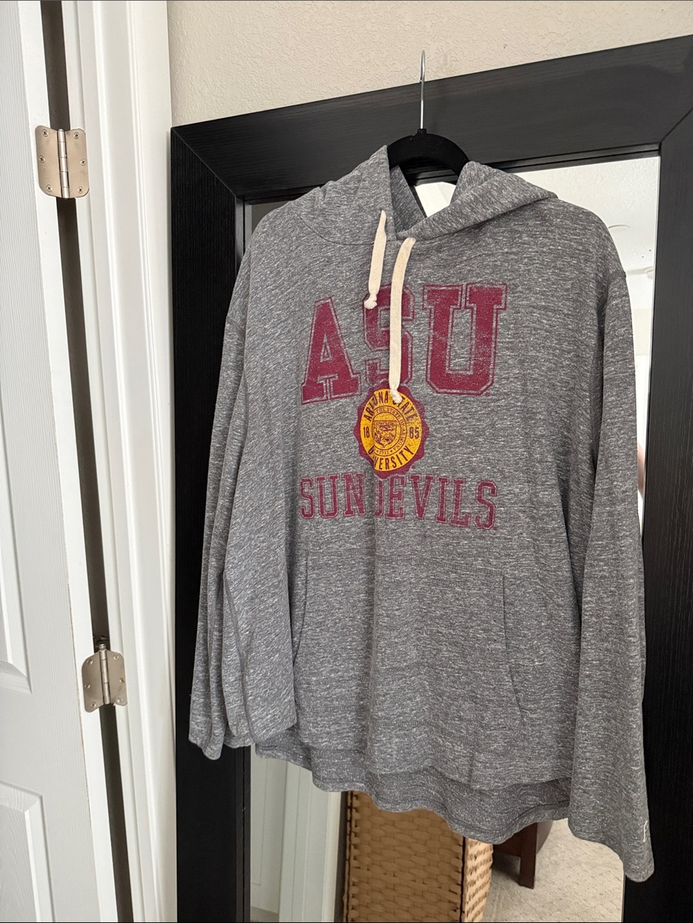 ASU Sun Devils Grey Hoodie with Maroon Lettering